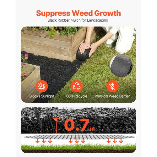 Rubber Mulch for Landscaping 2 Rolls Recycled Rubber Mulch Mat 120 x 45