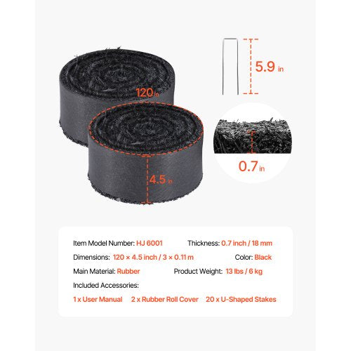 Rubber Mulch for Landscaping 2 Rolls Recycled Rubber Mulch Mat 120 x 45