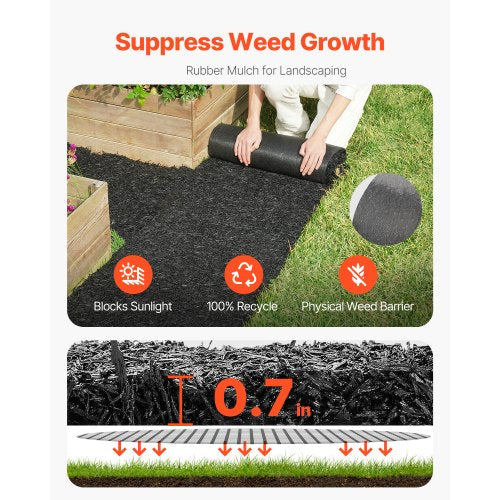 Rubber Mulch for Landscaping 2 Rolls Recycled Rubber Mulch Mat 96 x 22