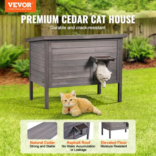 Outdoor Cat House Weatherproof Feral Cat Shelter for Multiple Cats Outdoor