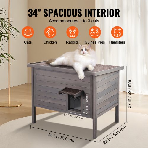 Outdoor Cat House Weatherproof Feral Cat Shelter for Multiple Cats Outdoor