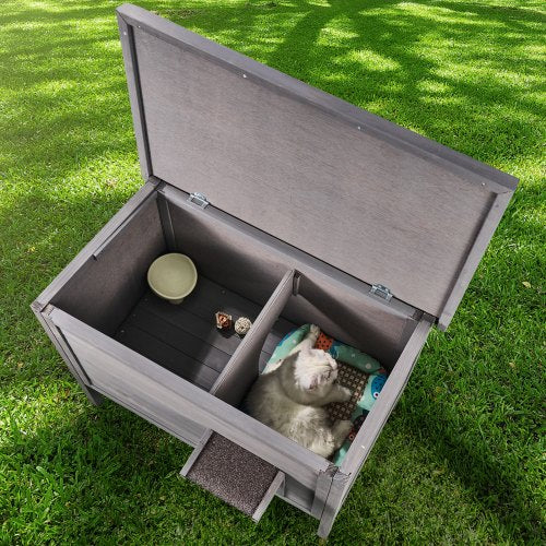 Outdoor Cat House Weatherproof Feral Cat Shelter for Multiple Cats Outdoor