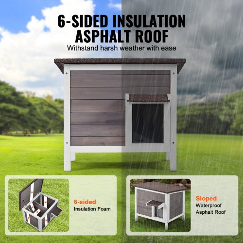 Outdoor Cat House Weatherproof Feral Cat Shelter for Multiple Cats Outdoor