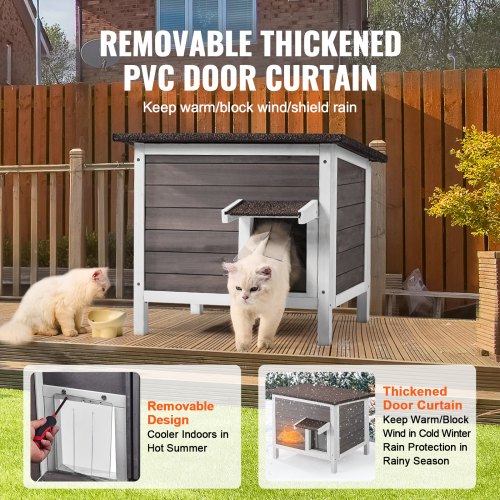 Outdoor Cat House Weatherproof Feral Cat Shelter for Multiple Cats Outdoor