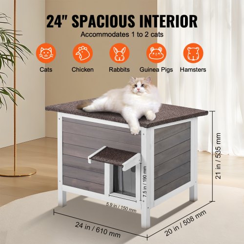 Outdoor Cat House Weatherproof Feral Cat Shelter for Multiple Cats Outdoor