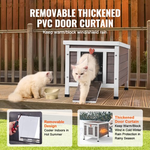 Outdoor Cat House Weatherproof Feral Cat Shelter for Multiple Cats Outdoor