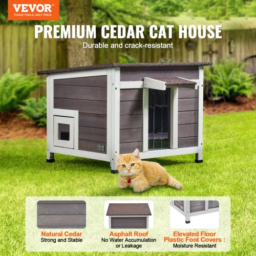 Outdoor Cat House Weatherproof Feral Cat Shelter for Multiple Cats Outdoor