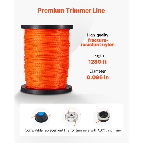 0095 in 1280 ft String Trimmer Line Orange Heavy Duty Weed Eater String