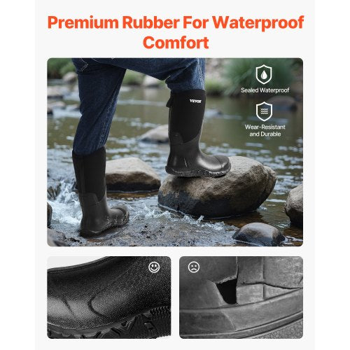 Mens Steel Toe Rubber Boots Protective Footwear Waterproof Rain Fishing 1