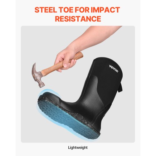 Mens Steel Toe Rubber Boots Protective Footwear Waterproof Rain Fishing 1
