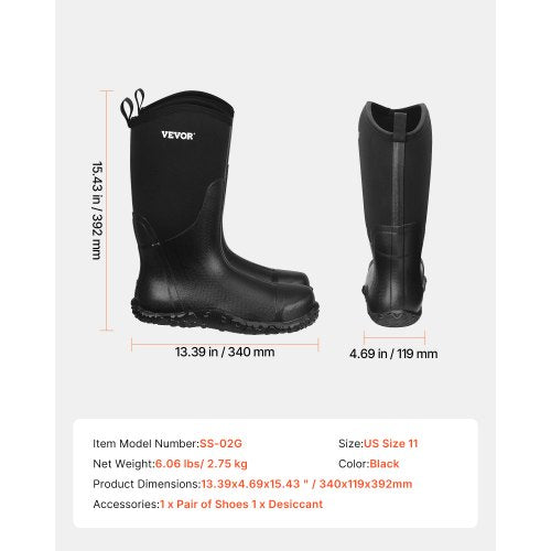 Mens Steel Toe Rubber Boots Protective Footwear Waterproof Rain Fishing 1