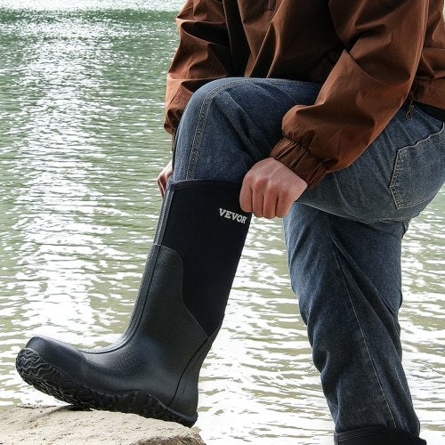 Mens Steel Toe Rubber Boots Protective Footwear Waterproof Rain Fishing 1