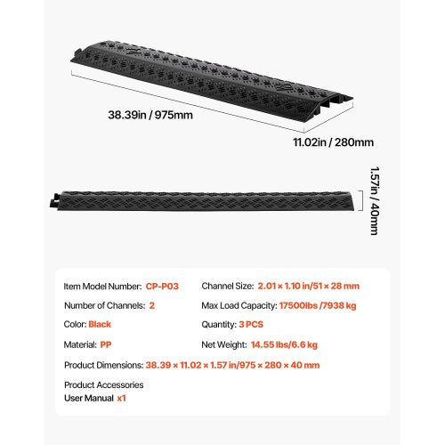 Drop Over Cable Cover 17500 lbsAxle Load Capacity Heavy Duty Cable Hose