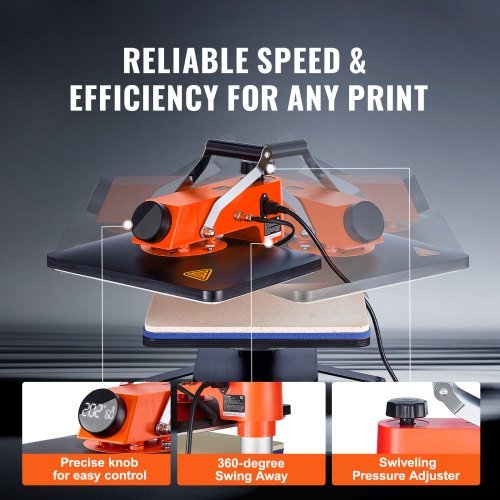 5in1 Heat Press Machine 12 x 15 Fast Heating 360 Swing Away Digital