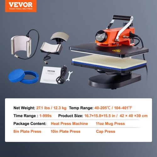 5in1 Heat Press Machine 12 x 15 Fast Heating 360 Swing Away Digital