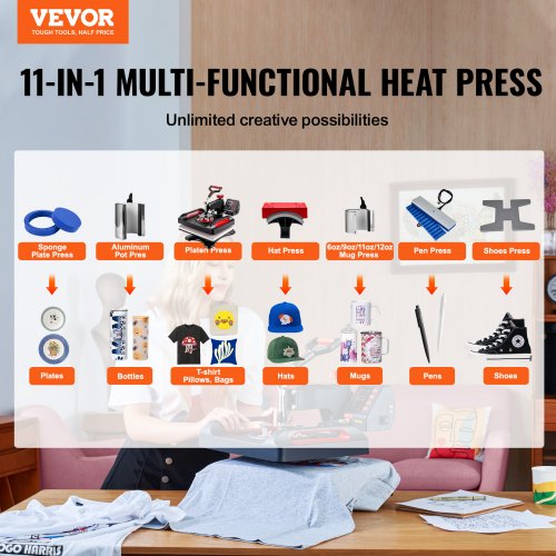 11 in 1 Heat Press 12 x 15 Inch Multifunctional Clamshell Printer Digital