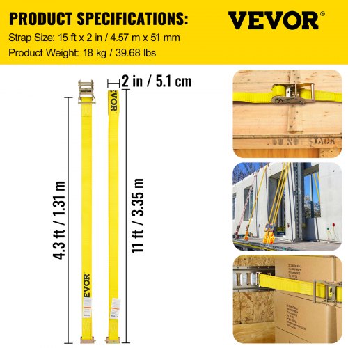 E Track Ratchet Strap 18PCS 2 x 15 ETrack Straps 4400 LBS Breaking