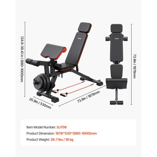 Weight Bench 800lbs Adjustable Weight Bench Press for Full Body Workout