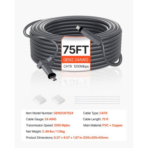 Starlink Gen 2 Cable 75 FT 24 AWG Copper Core Durable Extension Cable