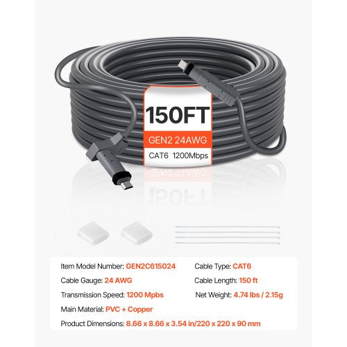 Starlink Gen 2 Cable 150 FT 24 AWG Copper Core Durable Extension Cable