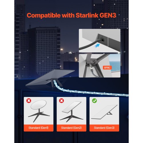 Starlink Gen 3 Cable 100 FT 24 AWG Copper Core Durable Extension Cable