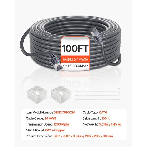 Starlink Gen 3 Cable 100 FT 24 AWG Copper Core Durable Extension Cable