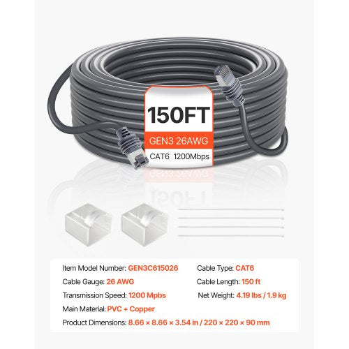 Starlink Gen 3 Cable 150 FT 26 AWG Copper Core Durable Extension Cable