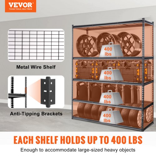 Storage Shelving Unit 5Tier Adjustable 2000 lbs Capacity Heavy Duty