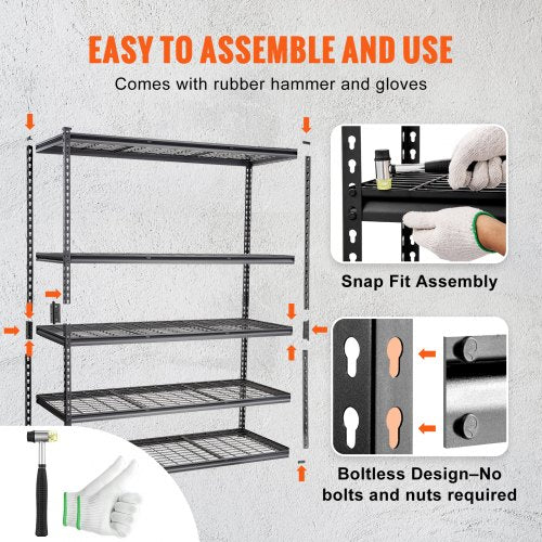 Storage Shelving Unit 5Tier Adjustable 2000 lbs Capacity Heavy Duty