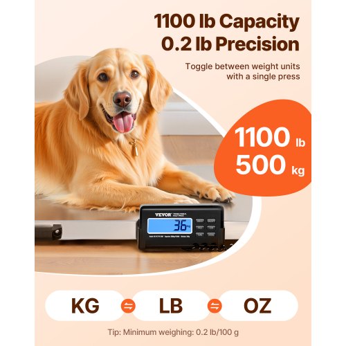 1100Lbs x 02Lbs Digital Livestock Scale Large Pet Vet Scale Stainless Steel