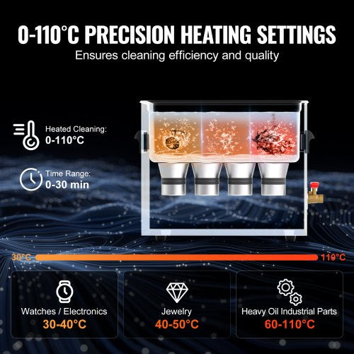 10L Ultrasonic Cleaner with Heater Timer Basket Professional Digital