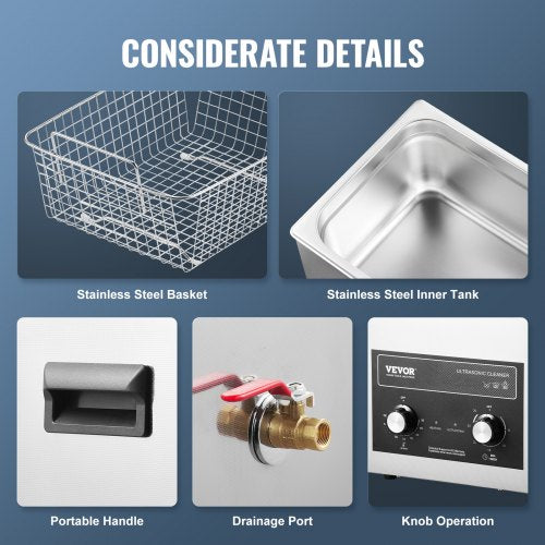 10L Ultrasonic Cleaner with Heater Timer Basket Professional Digital