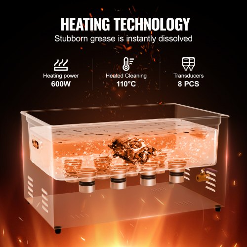 22L Ultrasonic Cleaner with Heater Timer Basket Professional Digital