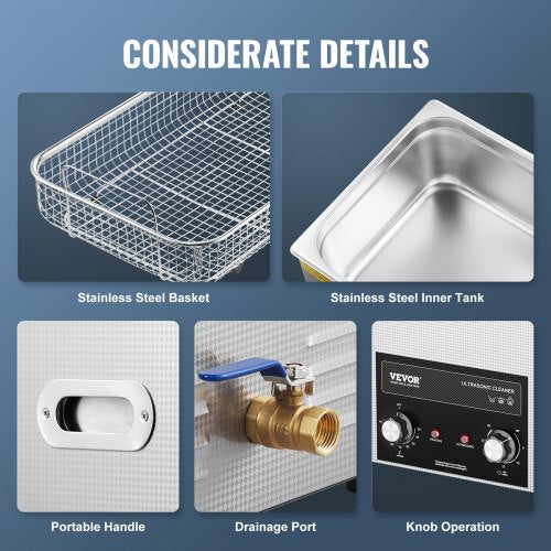 22L Ultrasonic Cleaner with Heater Timer Basket Professional Digital