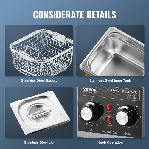 2L Ultrasonic Cleaner with Heater Timer Basket Professional Digital Sonic