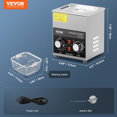2L Ultrasonic Cleaner with Heater Timer Basket Professional Digital Sonic
