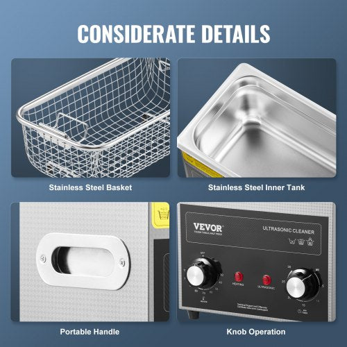 3L Ultrasonic Cleaner with Heater and Timer 150W Stainless Steel Ultrasonic