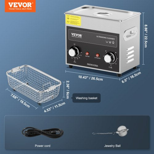 3L Ultrasonic Cleaner with Heater and Timer 150W Stainless Steel Ultrasonic