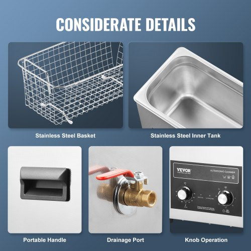 6L Ultrasonic Cleaner with Heater Timer Basket Professional Digital Sonic