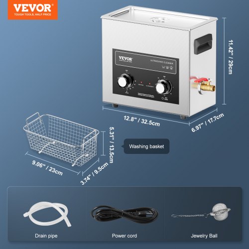 6L Ultrasonic Cleaner with Heater Timer Basket Professional Digital Sonic
