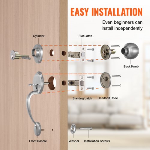 Front Door Handle and Deadbolt Set Satin Nickel Front Door Lock Set