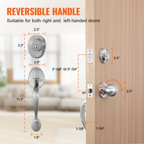 Front Door Handle and Deadbolt Set Satin Nickel Front Door Lock Set