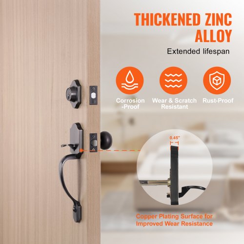 Front Door Handle and Deadbolt Set Antique Copper Front Door Lock Set