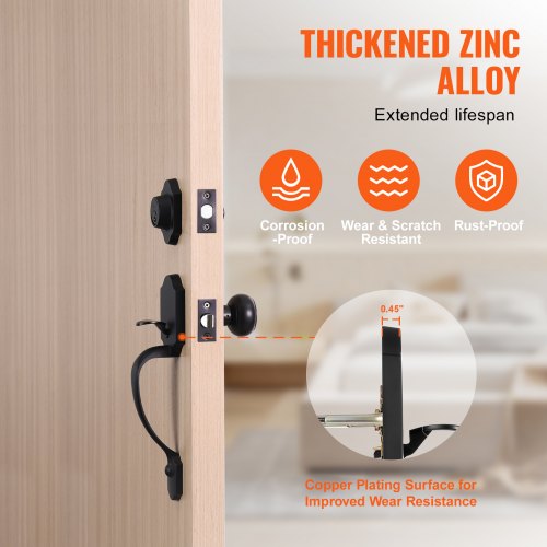 Front Door Handle and Deadbolt Set Matte Black Front Door Lock Set