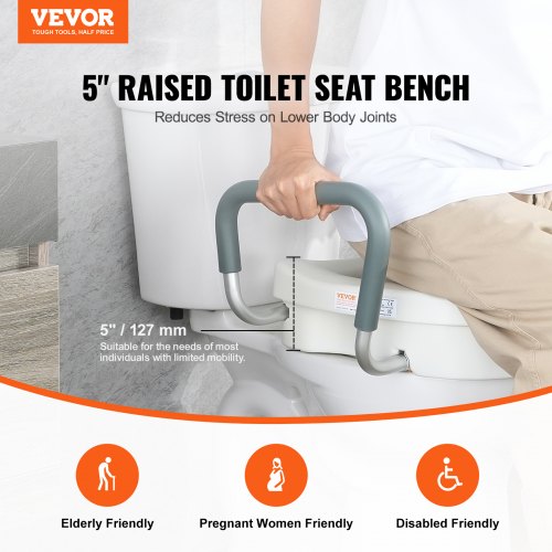 Raised Toilet Seat 5 Height Raised 350 lbs Weight Capacity for Round