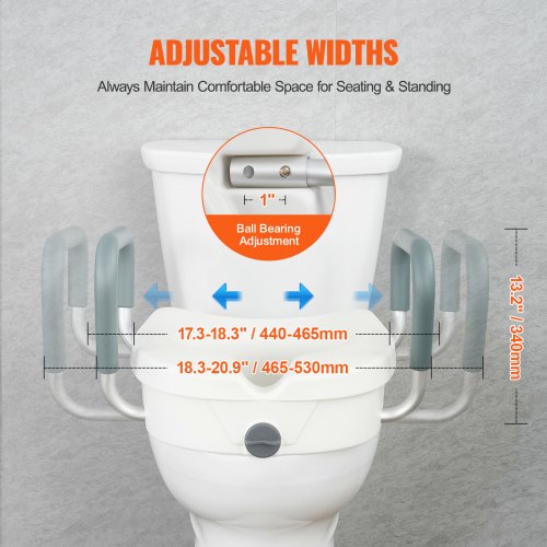 Raised Toilet Seat 5 Height Raised 350 lbs Weight Capacity for Round