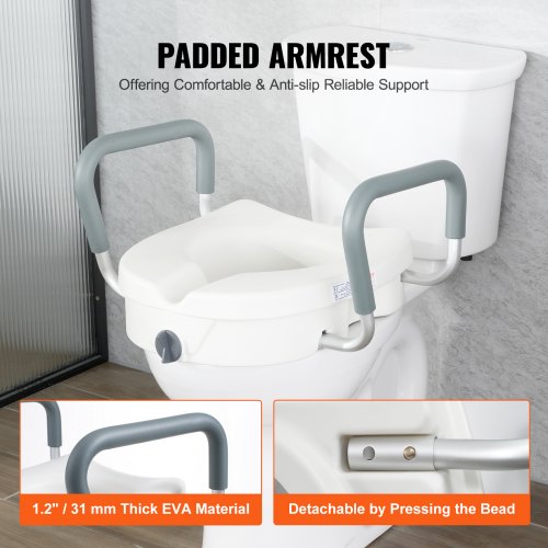 Raised Toilet Seat 5 Height Raised 350 lbs Weight Capacity for Round