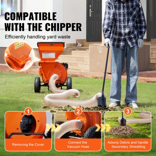 Wood Chipper Shredder Mulcher Leaf Vacuum Kit 4.3 Inch x 13.1 ft Heavy Duty