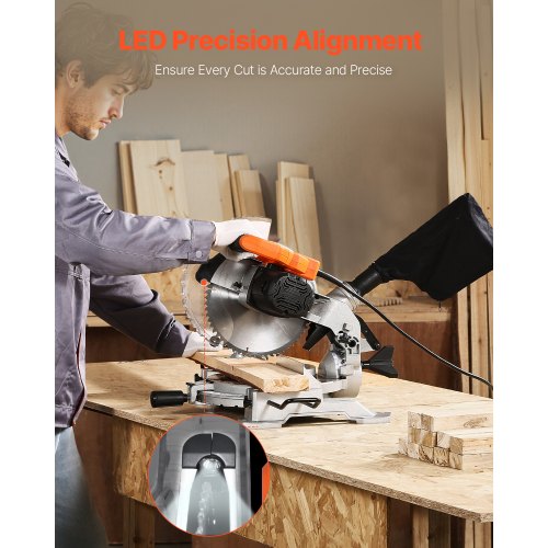 Compound Miter Saw 10Inch Blade 15 Amp Motor 60Tooth Corded Single