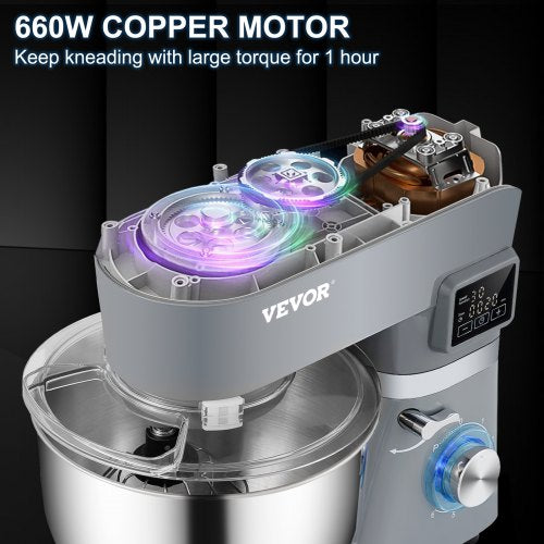 Stand Mixer 660W Electric Dough Mixer with 6 Speeds LCD Screen Timing